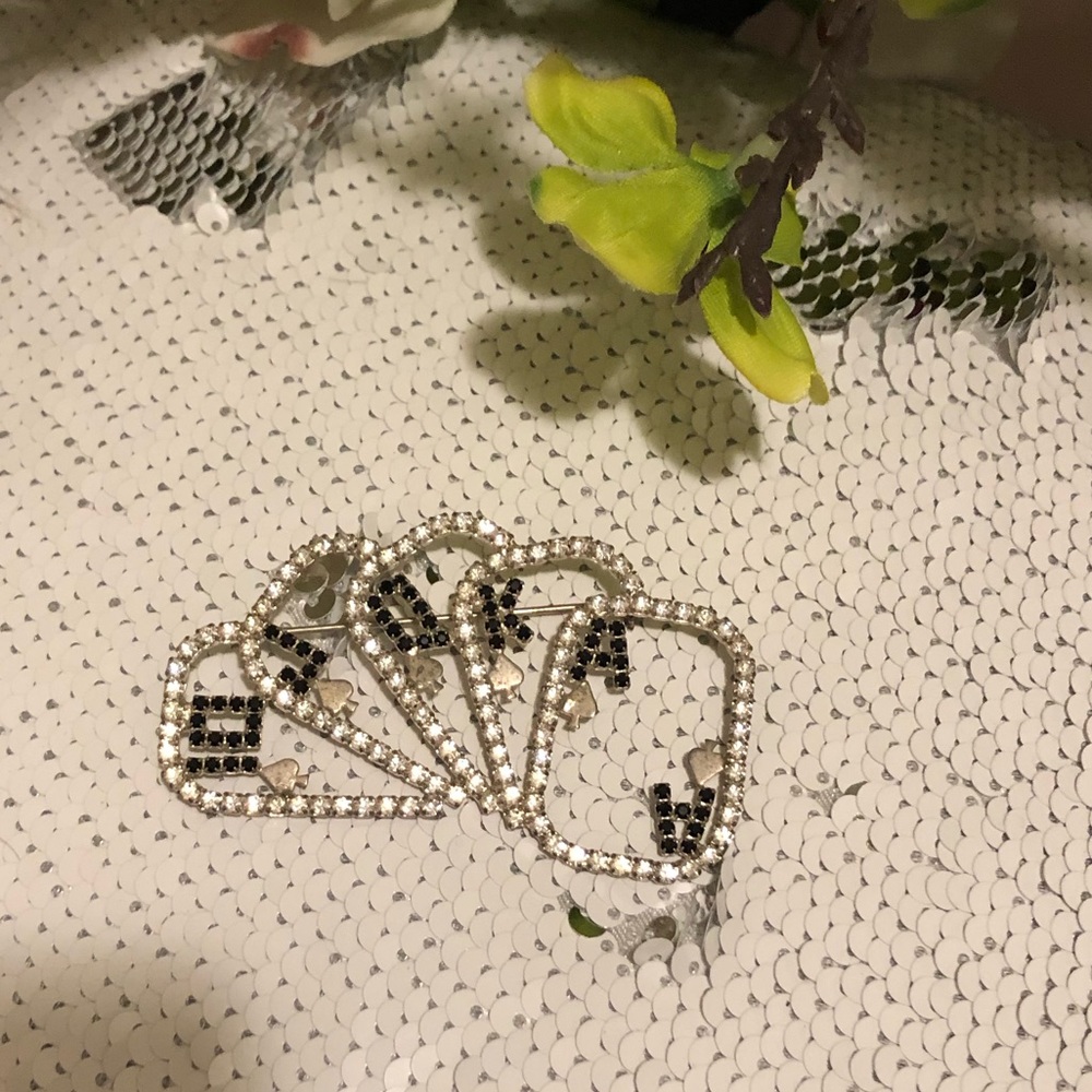 Royal flush Swarovski crystal brooch